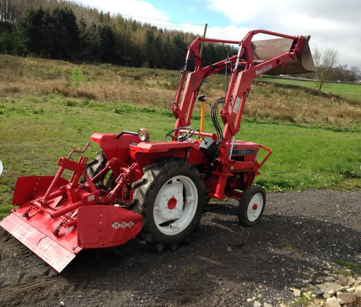 1981 ISEKI ts2200 tractor with super mighty loader and rotivator